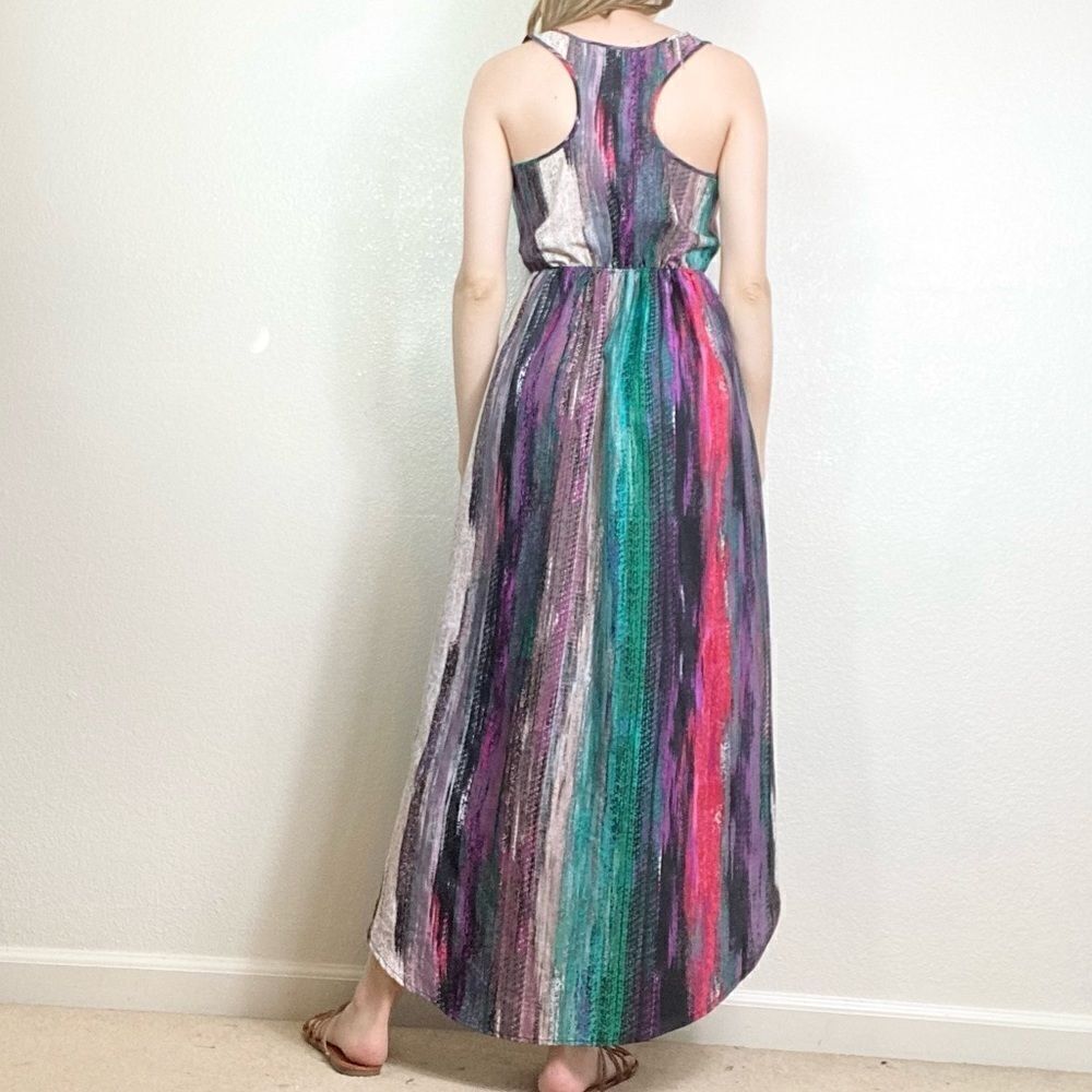 Xhilaration Multicolored Striped High Low Racerback Dress - Picture 2 of 5